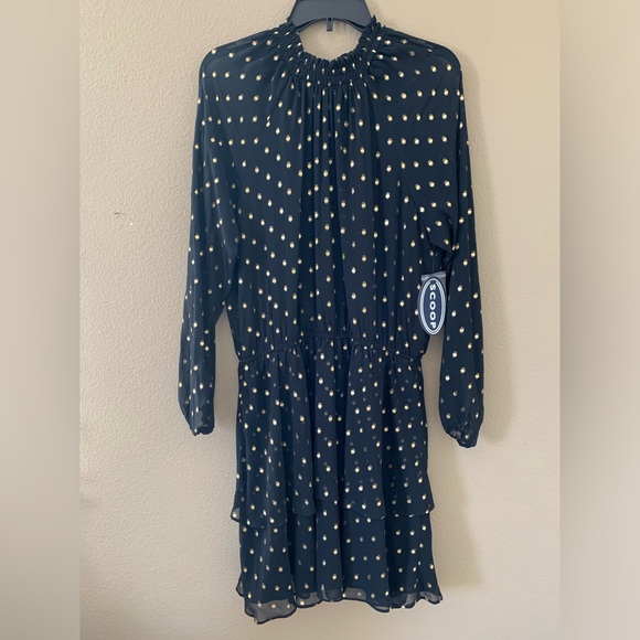 ❣️Scoop NYC Women’s HOLIDAY Gold Dotted Black Dress NWT Size L❣️ - Picture 9 of 10